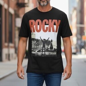 (NWT) Old Navy Men’s Rocky Print Graphic 100% Cotton Black Tee, XL